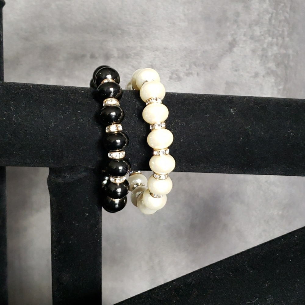Rhinestone and Pearl Stretch Bracelet